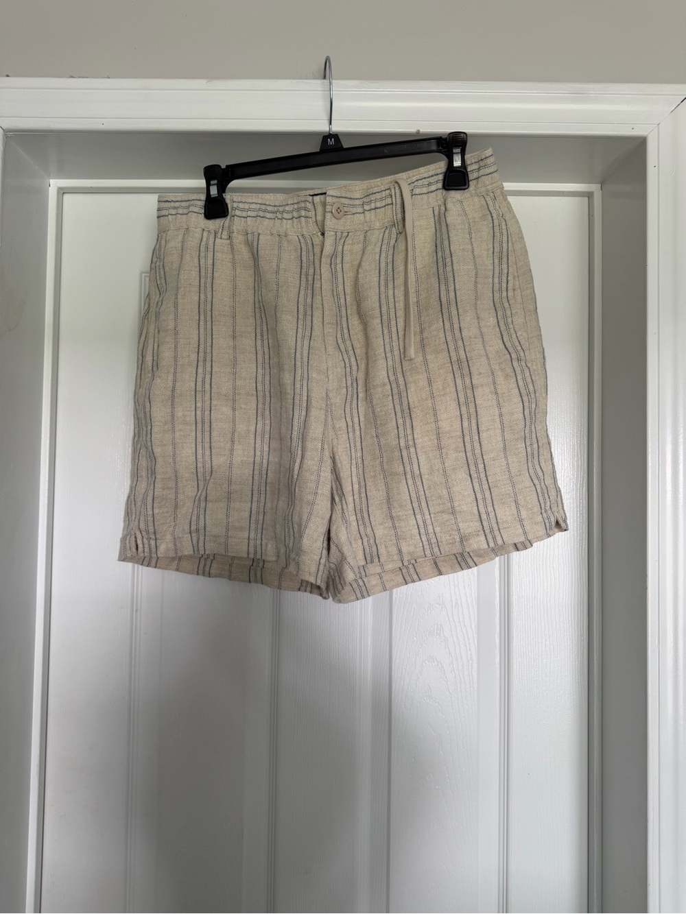 Todd Snyder Beige Linen-Blend Striped Flat Front Shorts